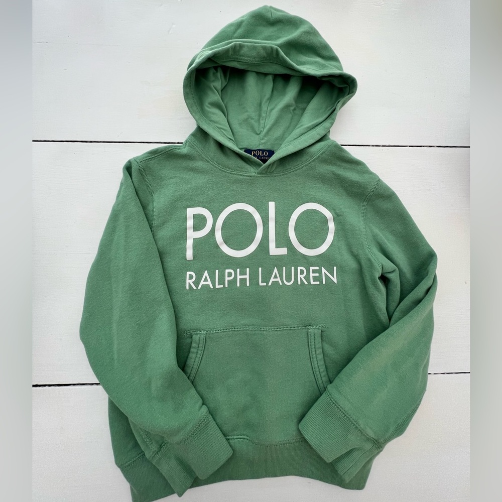 POLO RALPH LAUREN green sweatshirt hooded size 10/12 Medium Boys